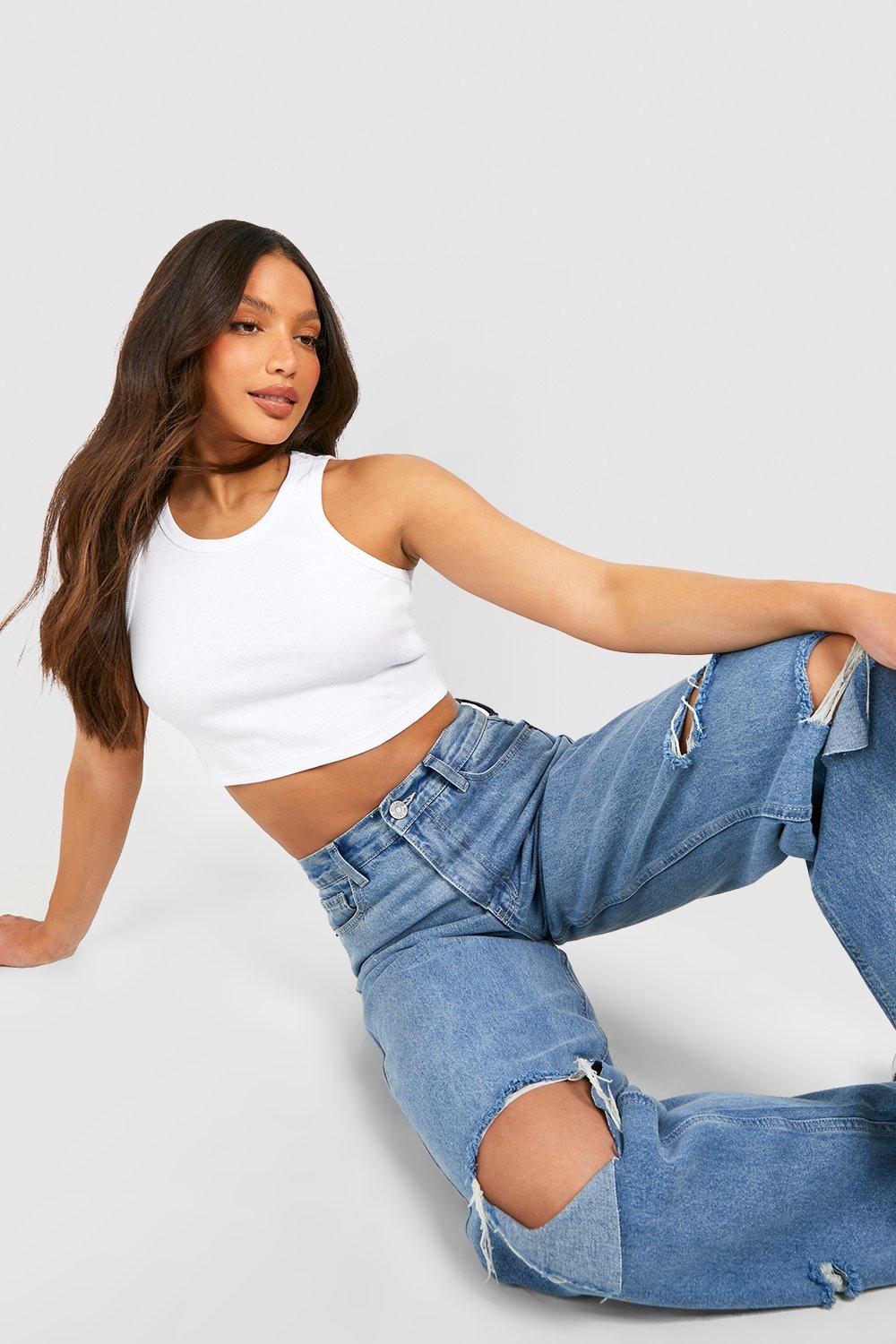 Tall Ripped Knee Mid Rise Baggy Boyfriend Jeans | boohoo